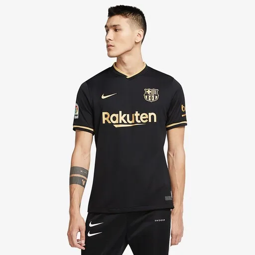 Nike FC Barcelona 20/21 Away Stadium Shirt - Black/Metallic Gold - Image 2